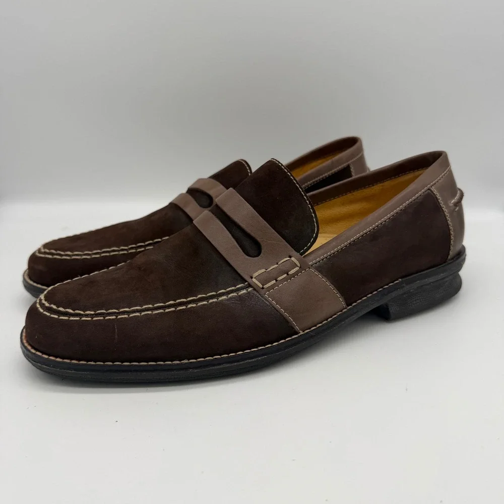 Sandro Moscoloni Mens Brown Suede Leather Penny‎ Loafers Size 10D 6060 LV Brazil